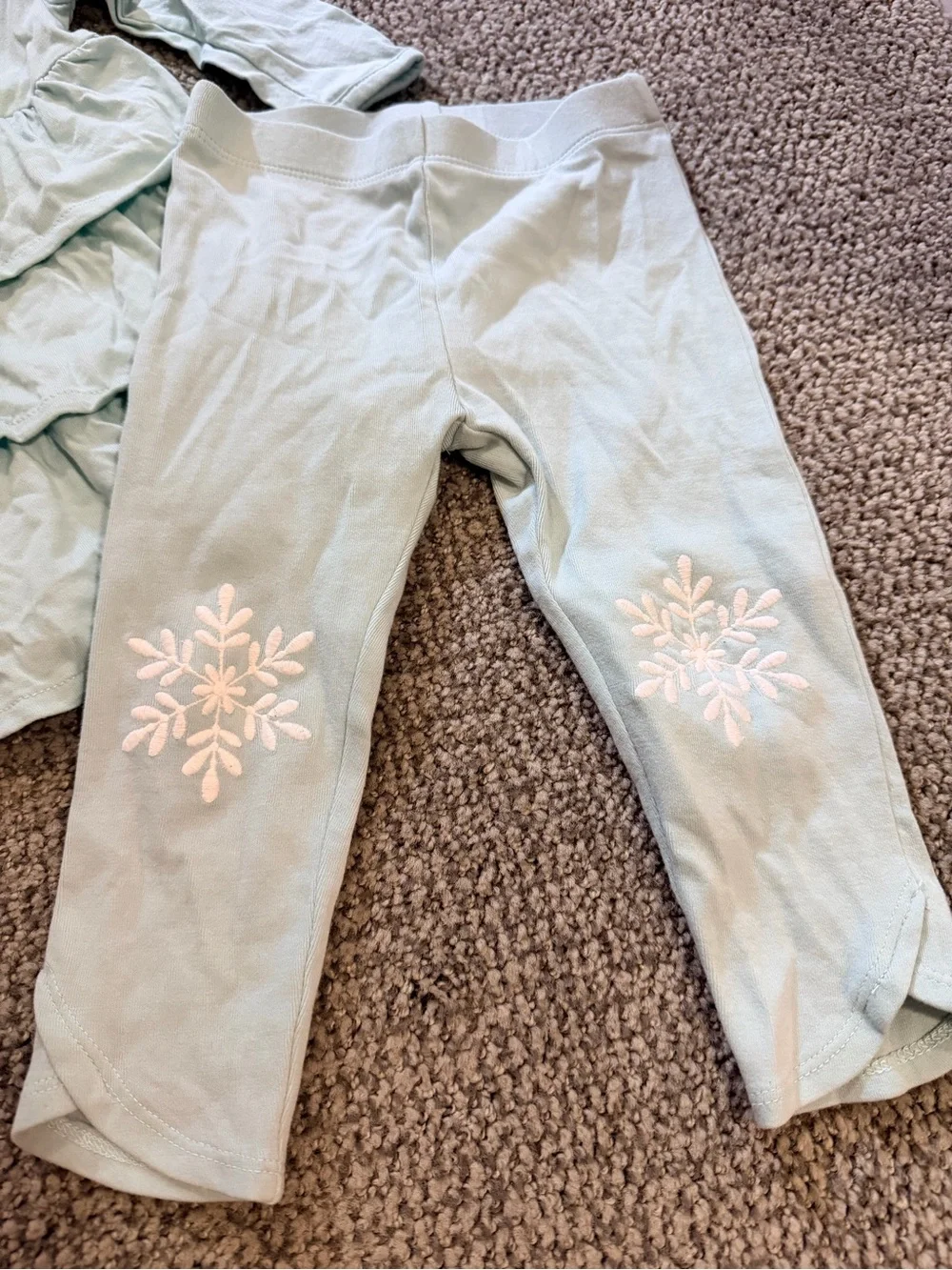 Gymboree Mint Green Ruffled tunic Set with Snowflake Embroidery